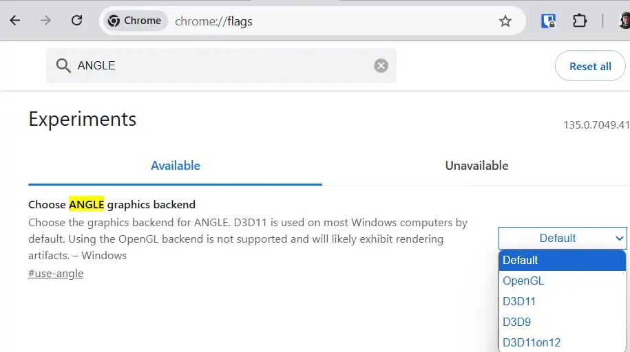 ANGLE backend